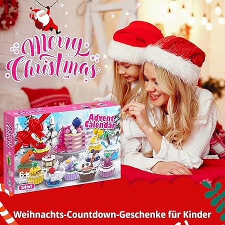 Advent Calendar 2024, 24 Days Cake Christmas Countdown Calendar, Advent Calendar 2024 Kinfer Girls, Toy Building Blocks Box, Gift for Boys Girls from 6+