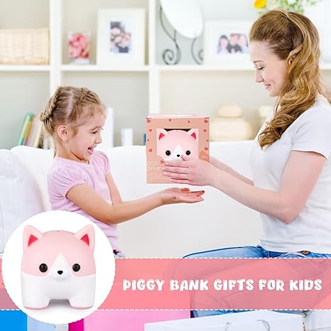 Piggy Bank for Kids, Dog Piggy Bank, Corgi Piggy Bank for Girls Money Saving Box, Unbreakable Piggy Bank Girls Puppy Bank Money Bank Gift for Kids Adults Birthday