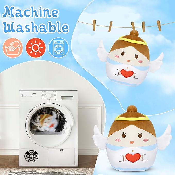 Bekrgwiy Angel Stuffed Animal,9 in Angel Plush Pillow with Wings,Cute Angel Plushie Doll Toys for Girls,Baptism Gifts for Girls,Gift for Birthday Christmas