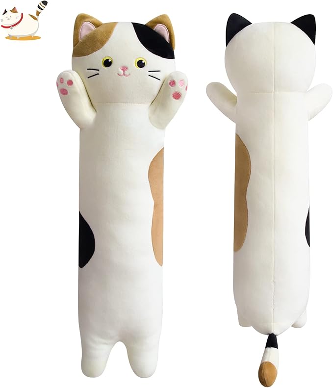 Long Cat Plush, 24inch Cute Cat Body Pillow for Kids Angel Cat Plush Pillow, Kawaii Plushie Toy Hugging Pillow for Grils,Women, Girlfriends Birthday