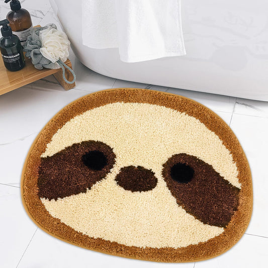 Cute Bath Mat for Bathroom 20×22, Soft Absorbent Microfiber Bathroom Mat Rugs, Sloth Non-Slip Washable Bath Rug