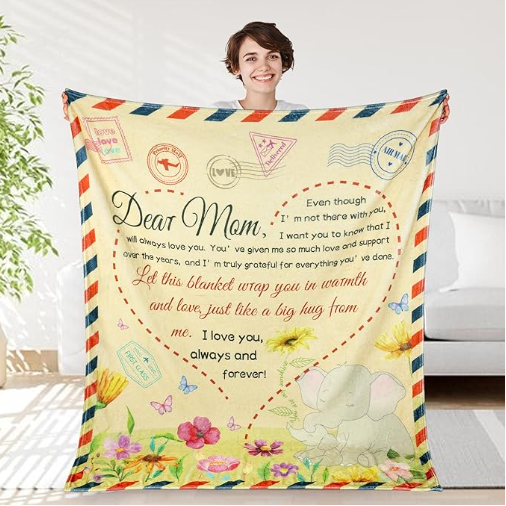 Fleece Blanket for Mom Birthday Gift, Rose Love Extra Soft Throw Blanket Present for Mom Day Gifts, Best Mother in Law, 130 × 150 CM