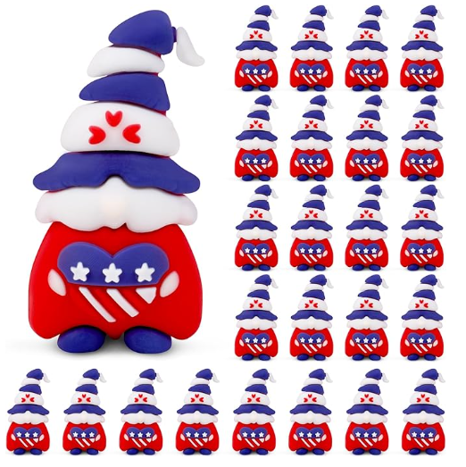 25 Pcs 4th of July Mini Gnomes,Tiny Figures Mini Gnomes Statues Tiny Figurines 4th of July Decorations for Landscape Outdoor Patio Yard Garden Accessories,Independence Day Gifts