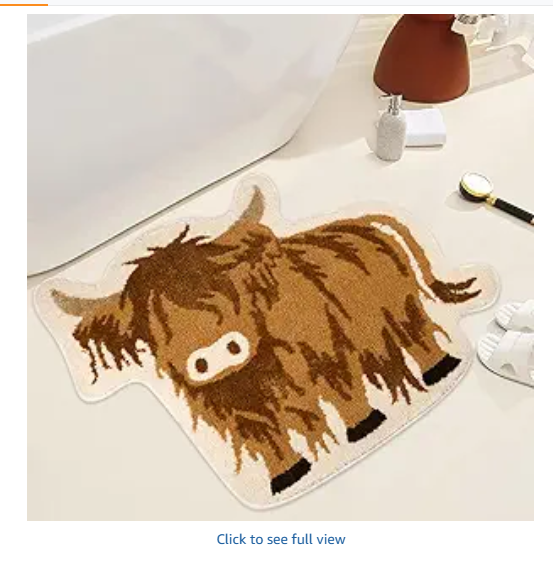 Bathroom Rug - Highland Cow Bathroom Mat Cow Print Rug CuteRug for Western Home Decor, 31X28 inch Bathroom Rugs Non Slip Washable for Kids Room, Kitchen