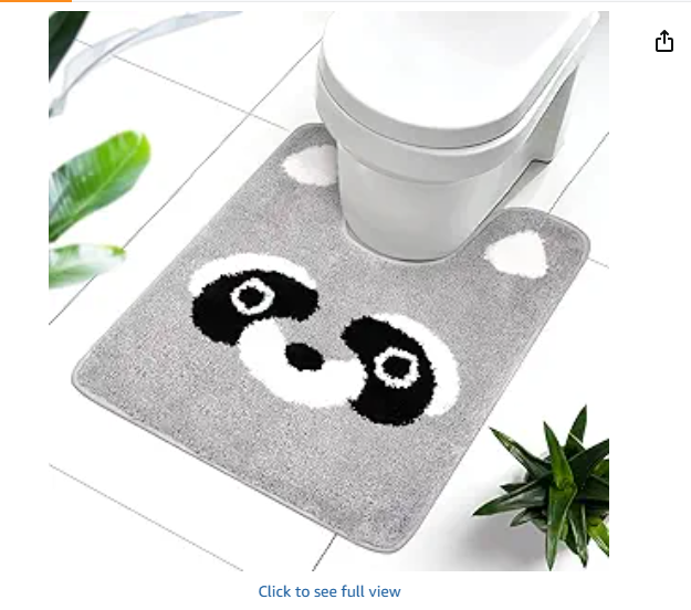 Toilet Rug - Raccoon U Shaped Rugs,Soft and Absorbent Bath Rug,Non Slip Cute Toilet Mat,Bathroom Contour Rug for Toilet Base(Grey,24" x 20")