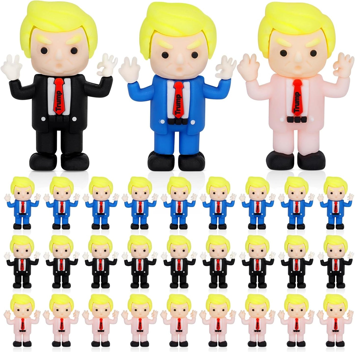 25Pcs DonaldTrump 2024 Toy Figure, TrumpPresidential PVC Mini Rubber Statue Little TrumFigurine, Novelty Gag Christmas Birthday Gift for TrumpFans, TrumpGift Car Desk Topper Decorations
