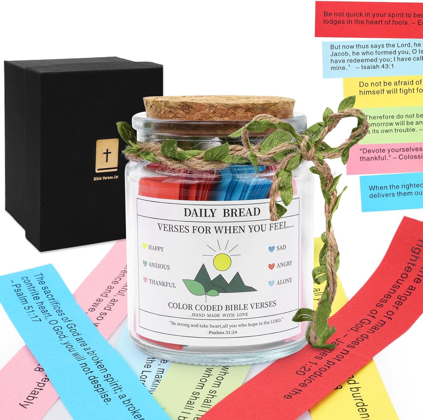 Bible Verse Jar,Read Me When Bible Verses Jar for Emotions and Feelings,Christian Gifts for Women Daily Motivational Scripture Prayer Jar,Hope Jar with Colored Bible Verse,Scripture Religious Gifts