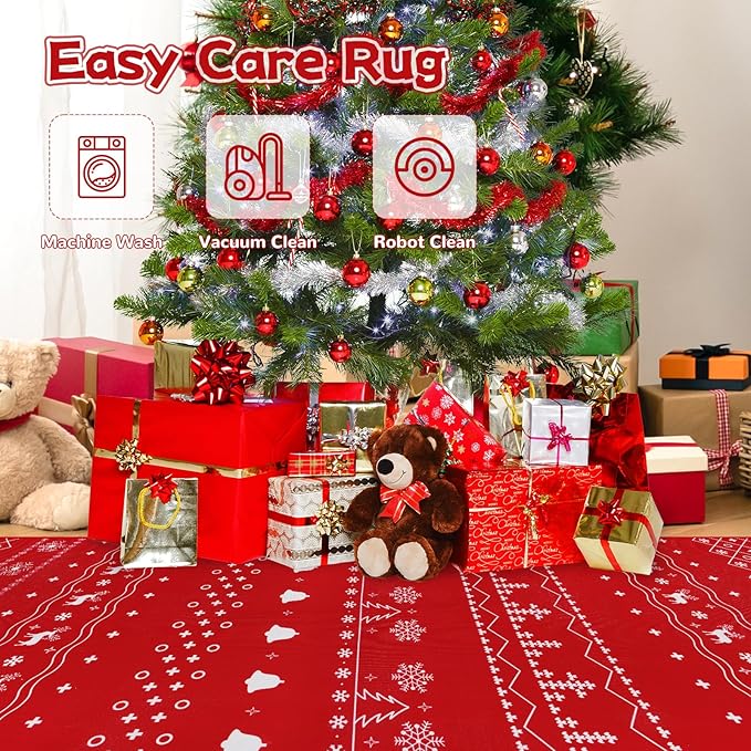 Christmas Runner Rug 2×6 ft, Christmas Kitchen Rugs with Snowflake, Xmas Decoration Non-Slip Washable Carpet Area Rugs for Bedroom, Living Room, Hallway, Balcony, Kitchen