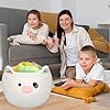 Cow Woven Baskets Cotton Rope Storage Basket, Large Cow Toy Basket with Handle, Cute Animal Baby Laundry Basket, Nursery Basket Organizer, Baby Shower Gifts Pet Toy Storage 15"D x 13.7"H