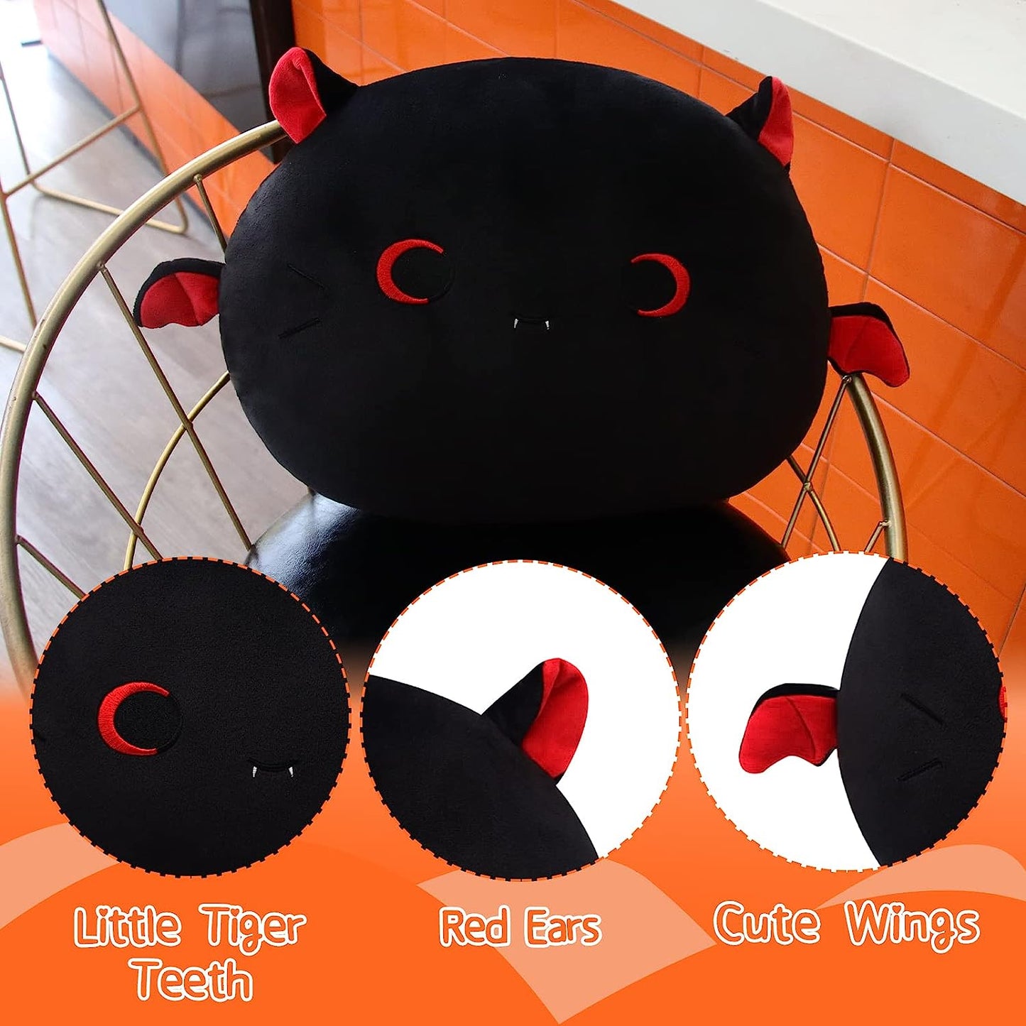 Black Cat Plush Pillows Toy, Kawaii Black Cat Stuffed Animals Black Cat Pillow