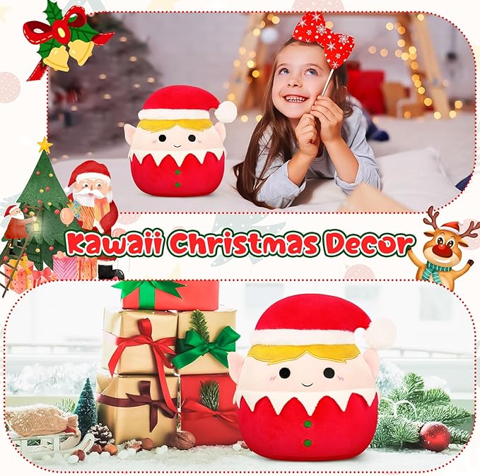 Christmas Plush Elf Dolls, Cute Christmas Stuffed Animal Elf Plush, Kawaii Elf Plush Pillow Christmas Decoration, Soft Stuffed Elf Plush Toys for Kids Adult Party Favor