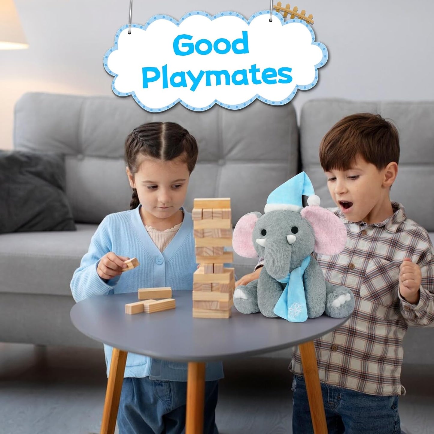 Elephant Stuffed Animal, 10" Cute Stuffed Elephant Plush Toys, Kawaii Elephant Plush Pillow for Kids, Soft Gray Elephant Plush Doll Gift for Boys Girls Birthday Christmas