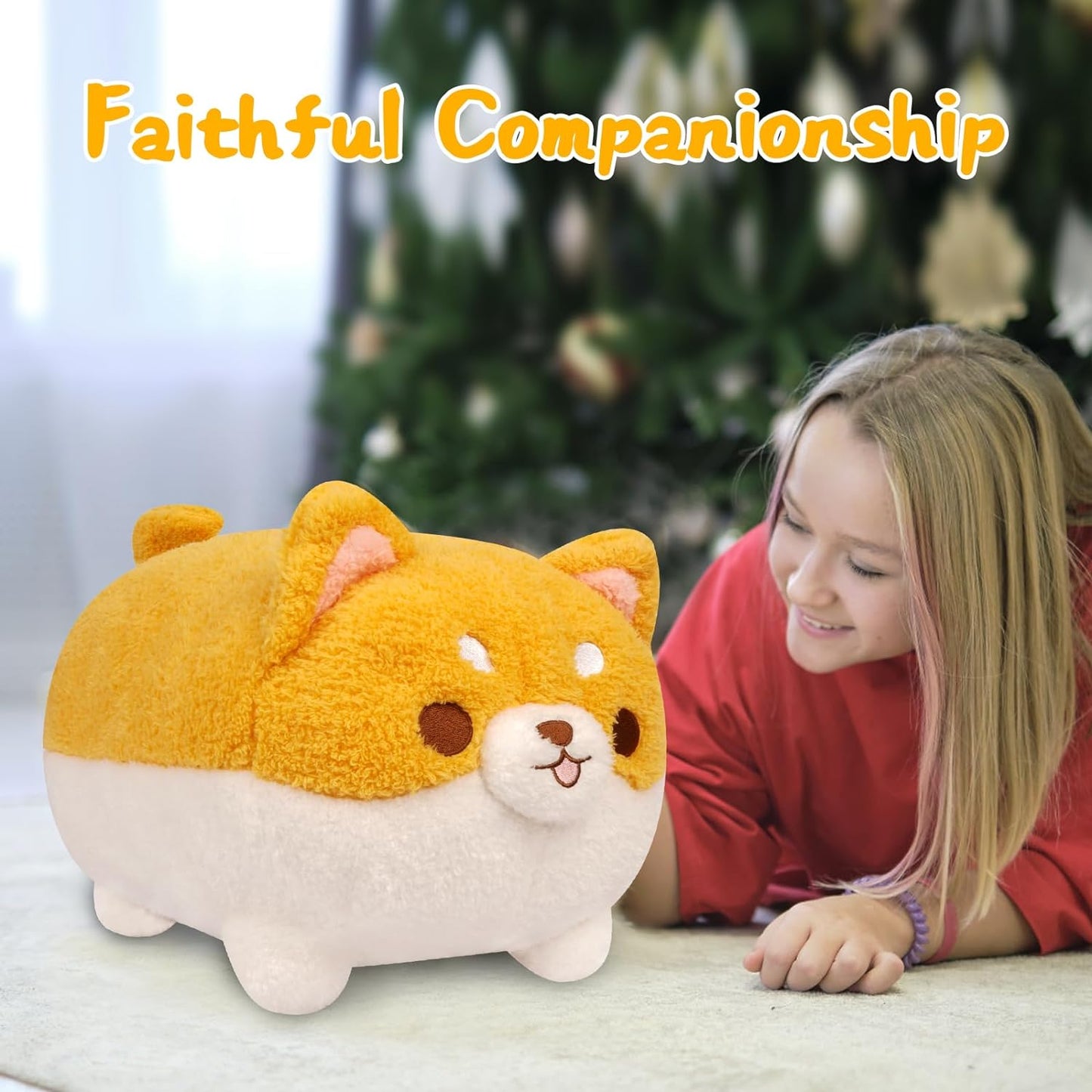 Corgi Dog Plush Pillow, Shiba Dog Stuffed Animal Soft Corgi Pillow Toy, Corgi Dog Plushie, Stuffed Animal Shiba Inu Plush Doll Cute Dog Hugging Pillow Gifts for Kids Boys Girls Birthday