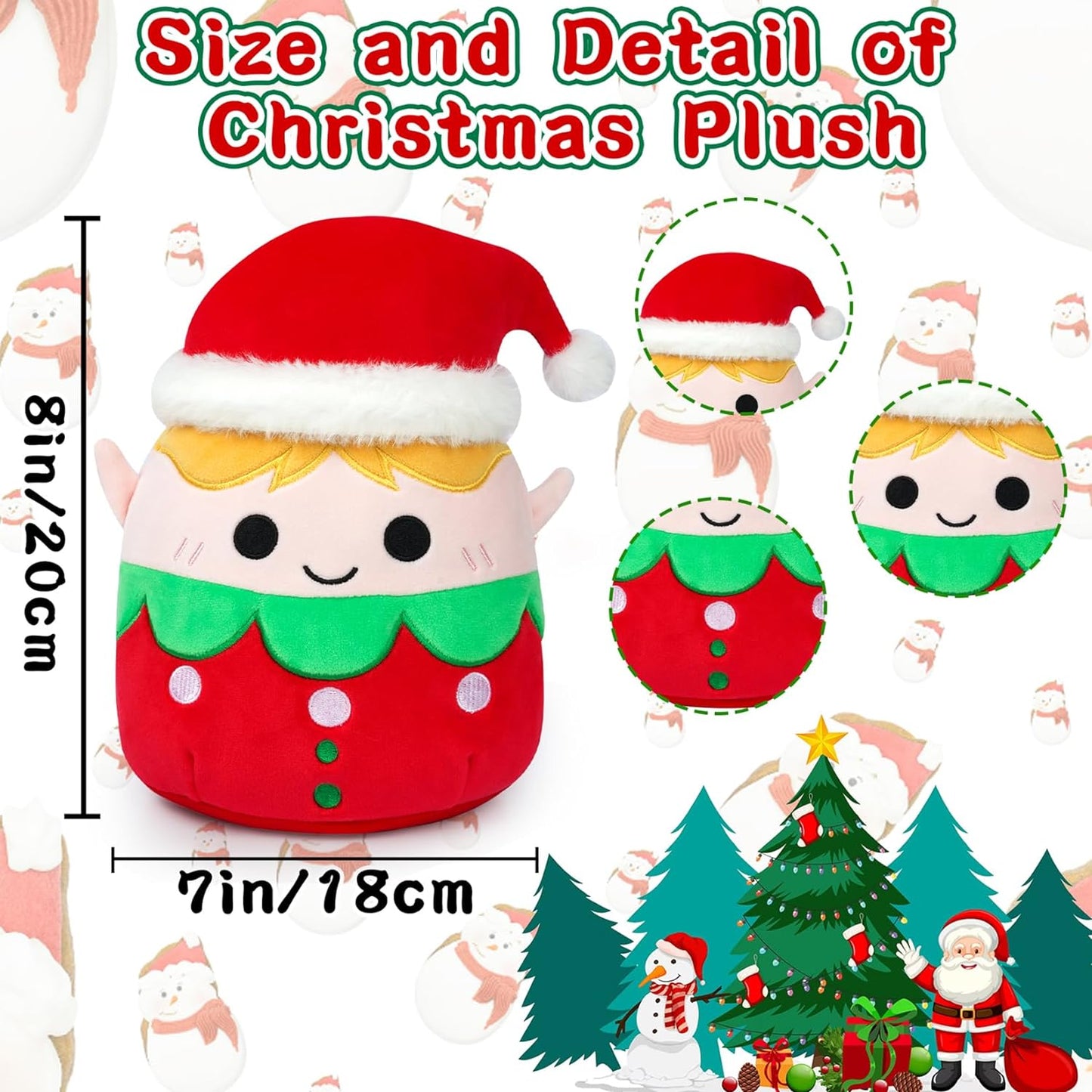 Stuffed Animal Elf Plush, Cute Christmas Plush Elf Toys Elf Stuffed Animal, Stuffed Elf Plushie Pillow for Kids Boys Girls Room Decoration