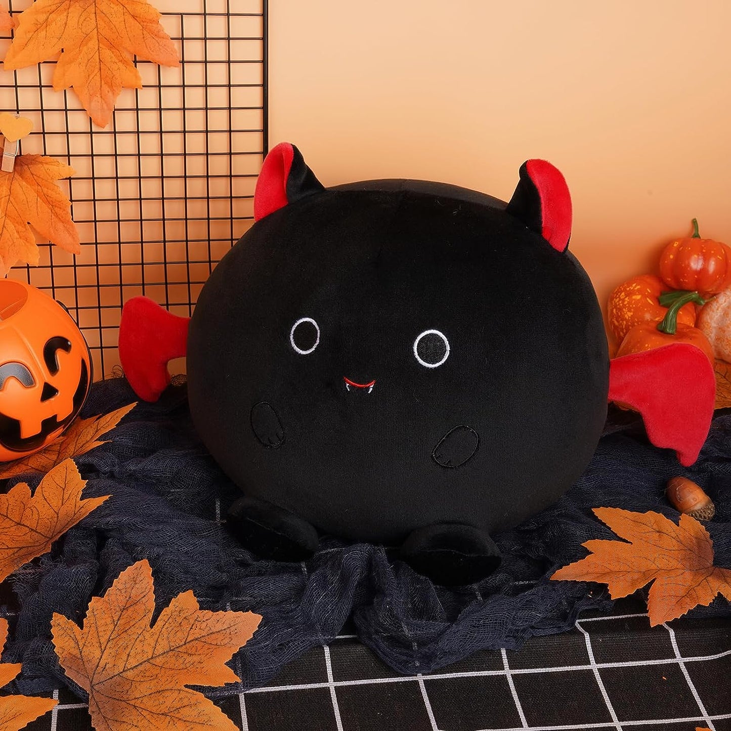 Juguete de peluche de murciélago, lindo peluche de murciélago, felpa de murciélago de Halloween, almohada de muñeca de murciélago negro suave para Halloween