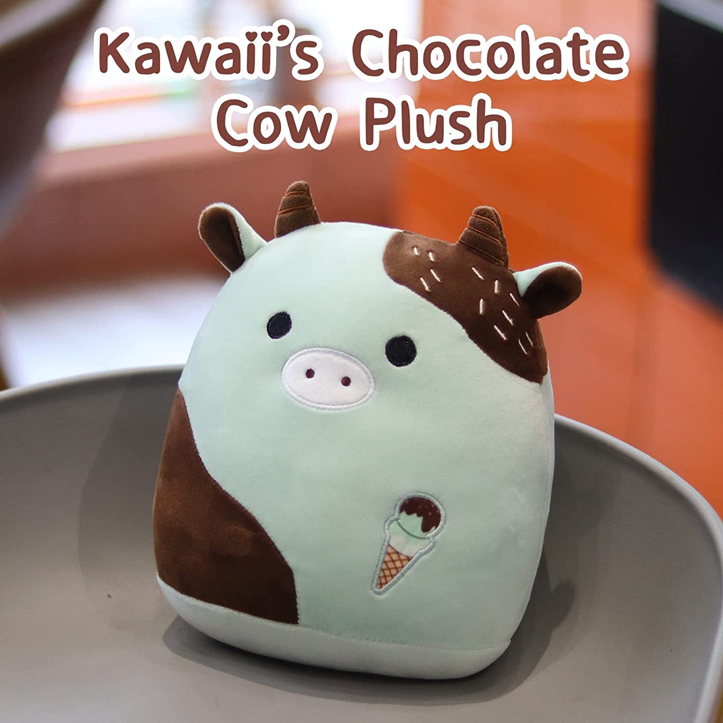 Cow Plush Pillow, Cow Stuffed Animals, Cute Stuffed Animal Cow Plushie, Soft Plush Cow Pillow Kawaii Stuffed Cow Plush Toy for Kids Girls Boys Birthday (Black)