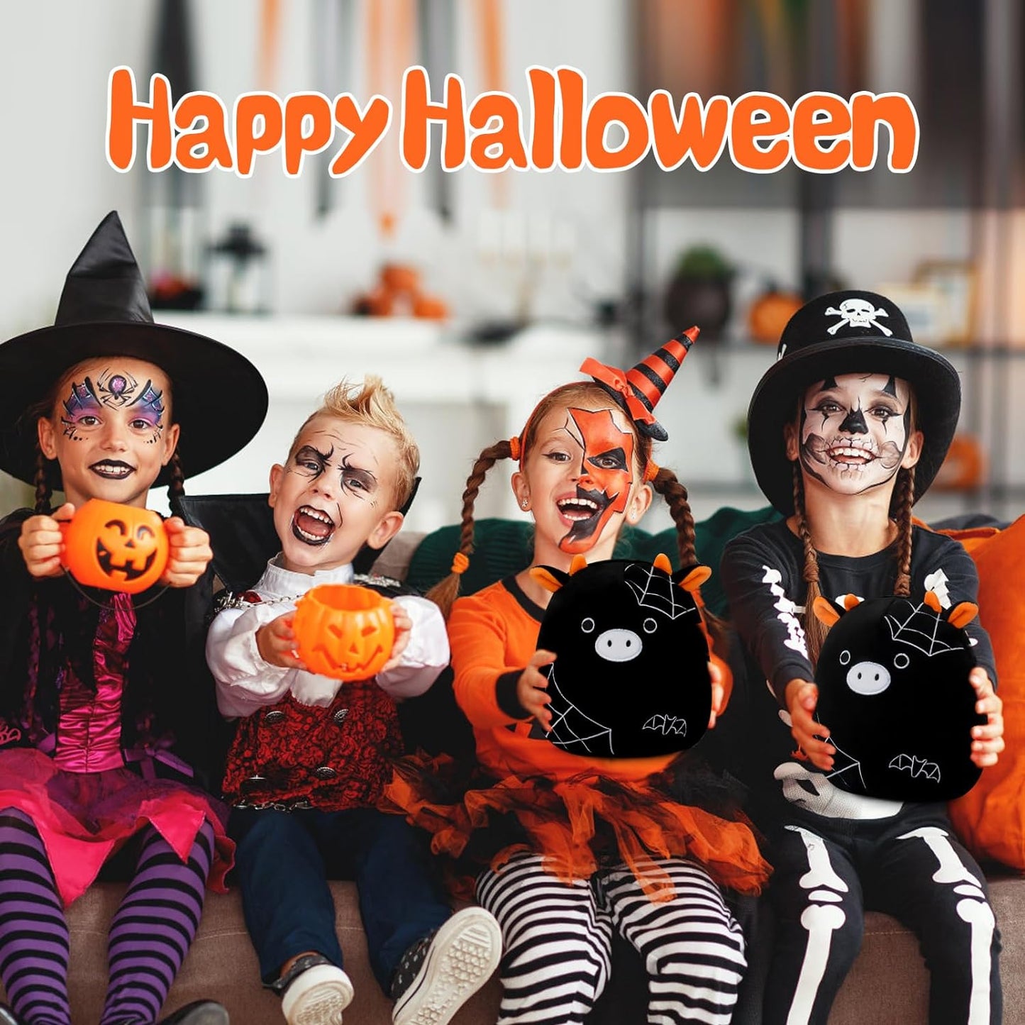 Cow Plush Pillow,8in Halloween Cow Stuffed Animal, Kawaii Cow Plush Doll, Halloween Cow Plush Doll Toys, Halloween Cow Plushies,Gift for Halloween Birthday Christmas