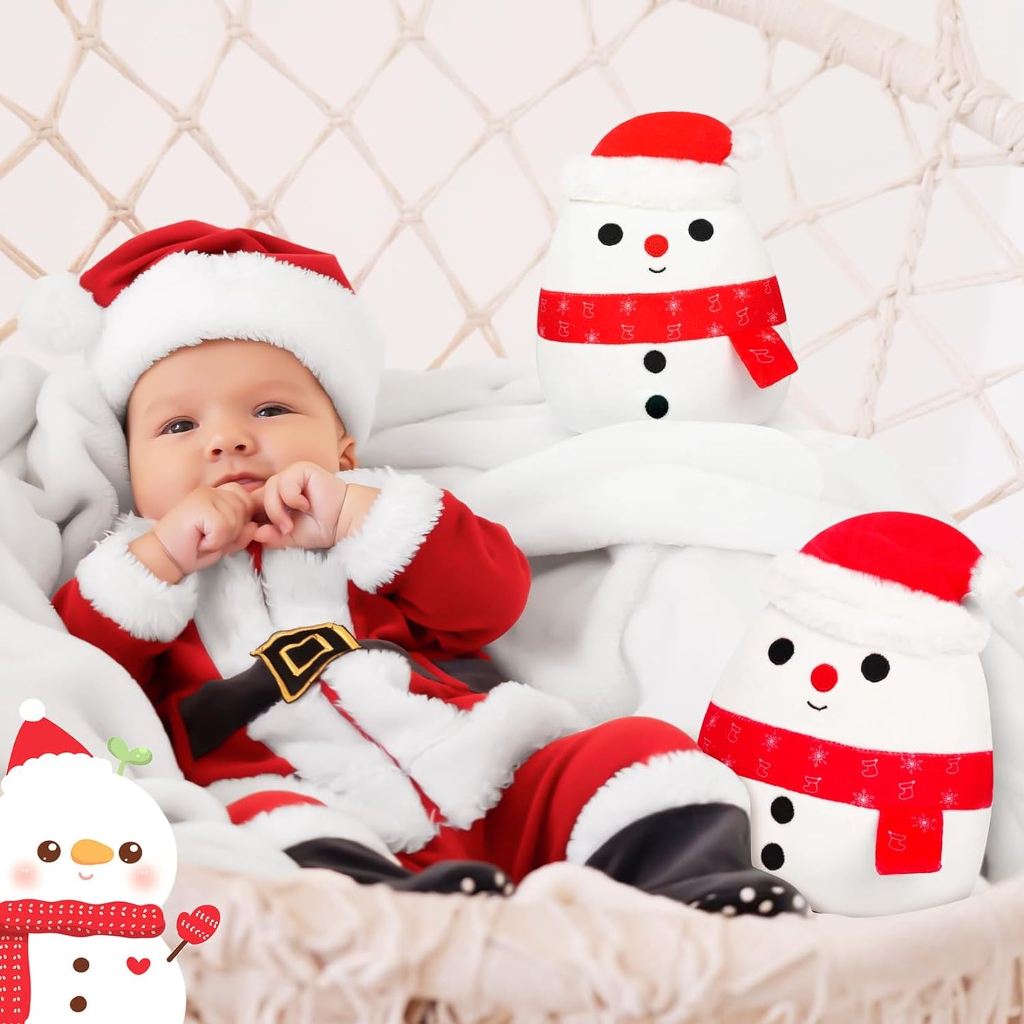 Weihnachten Plüschtier, 8in Schneemann Plüschtier, Weihnachten Schneemann Stofftiere, Kawaii Schneemann Plüschfigur Spielzeug Puppe,Geschenk für Weihnachten,Halloween,Geburtstag