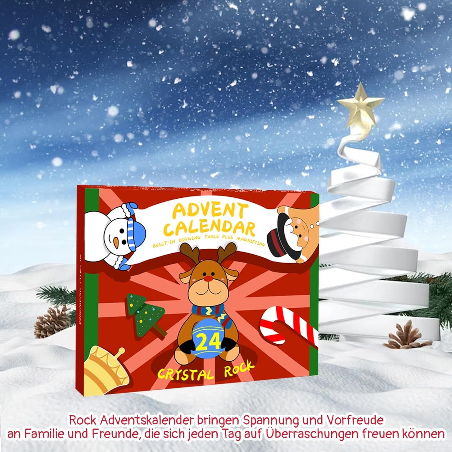 Adventskalender 2023 Kristalle, Kinder Adventskalender Edelsteine 2023, 24 Tage Weihnachten Adventskalender Countdown Überraschungen, Geschenkidee für Frauen und Kinder