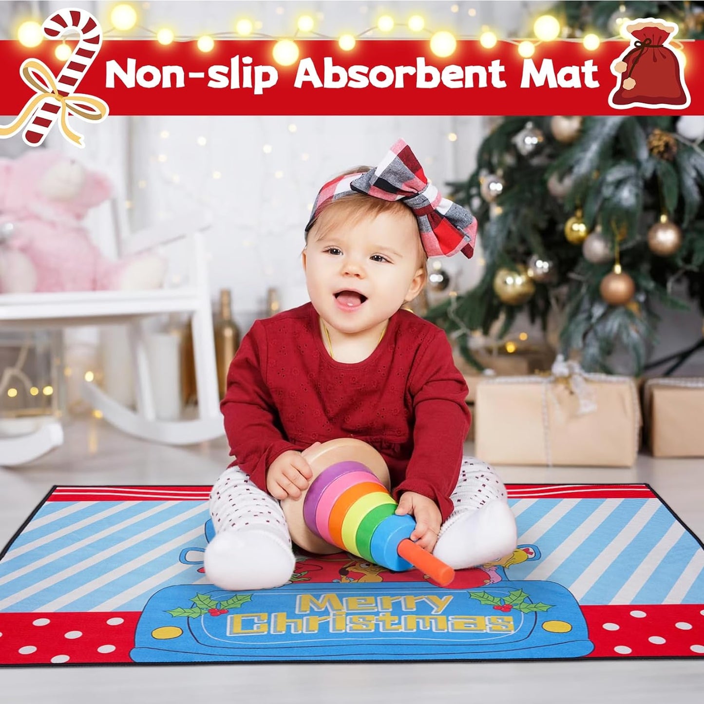 Desdfcer 2PCS Kitchen Mats Set, Christmas Kitchen Floor Mat, Non-slip Kitchen Doormats,Welcome Mat for Indoor Outdoor, Anti-fatigue Kitchen Mats Rugs