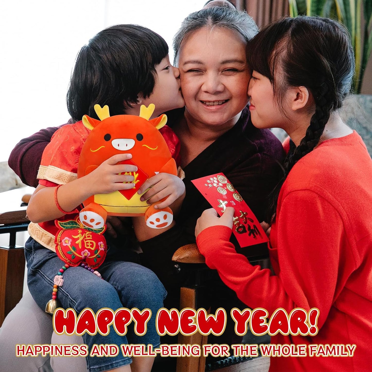 Chinese New Year Dragon Plush, 9inch Chinese Zodiac Dragon Stuffed Animal, 2024 Chinese New Year Decoration,New Year Gifts for Kids, Boys and Girls