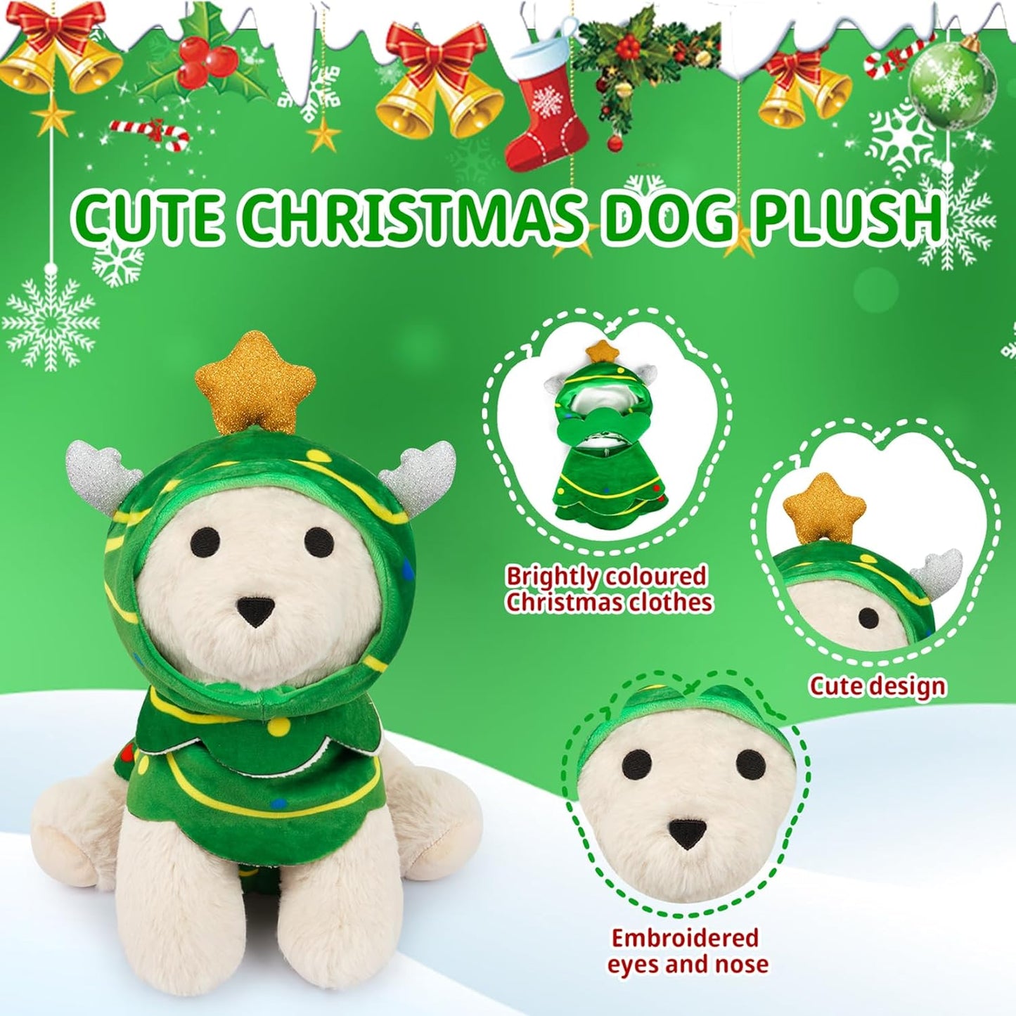 Dog Plush Toy, 10inch Dog Stuffed Animal with Christmas Costumes, Christmas Stuffed Animals Puppy Plush Toy,Christmas Plush Gift for Kids,Birthday Gift Christmas Decoration