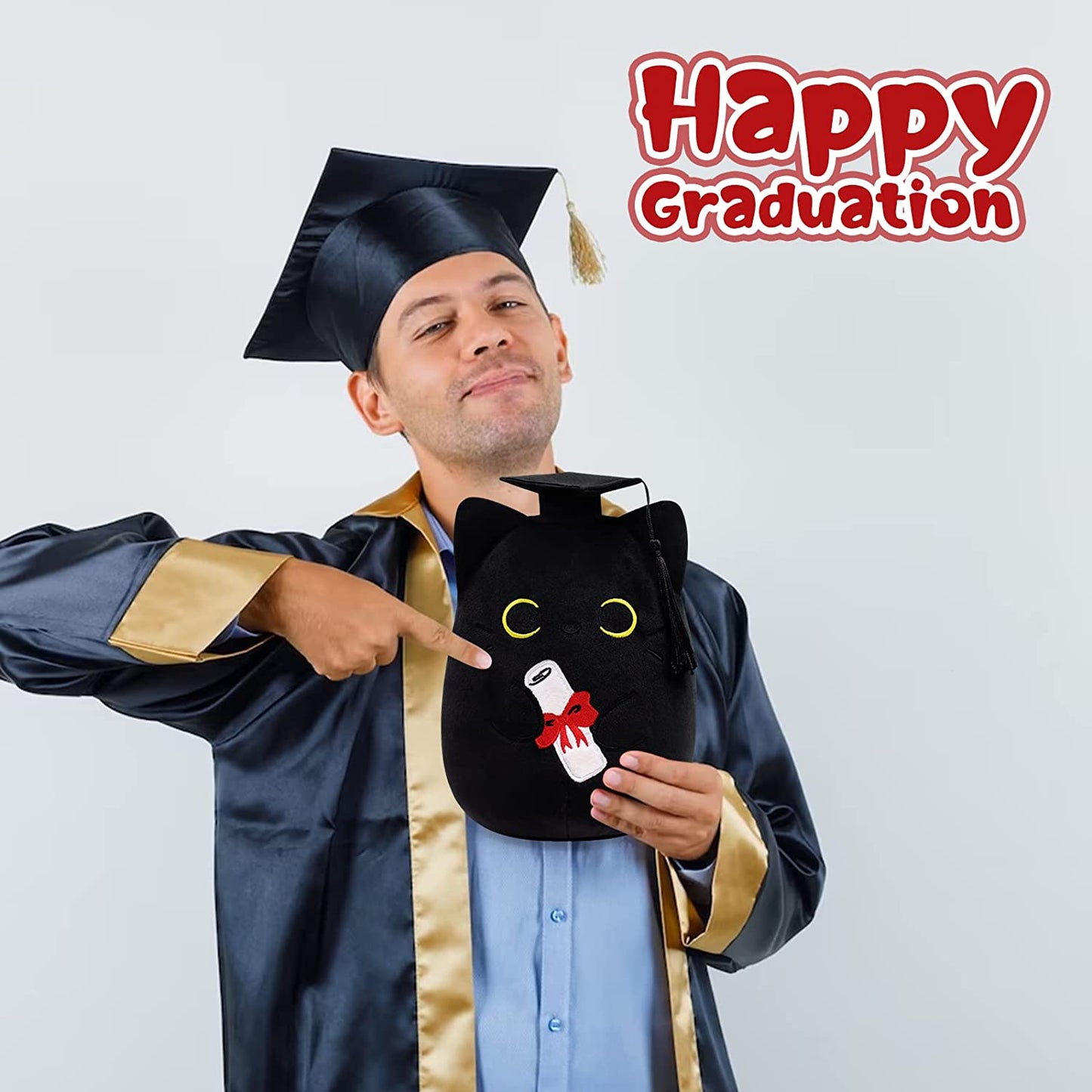 Peluche de vaca de graduación – 3D lindo juguete de almohada de animales de peluche – felpa de vaca kawaii – almohada de vaca de felpa para todas las edades – regalo para el día de San Valentín, día del niño decoración del hogar