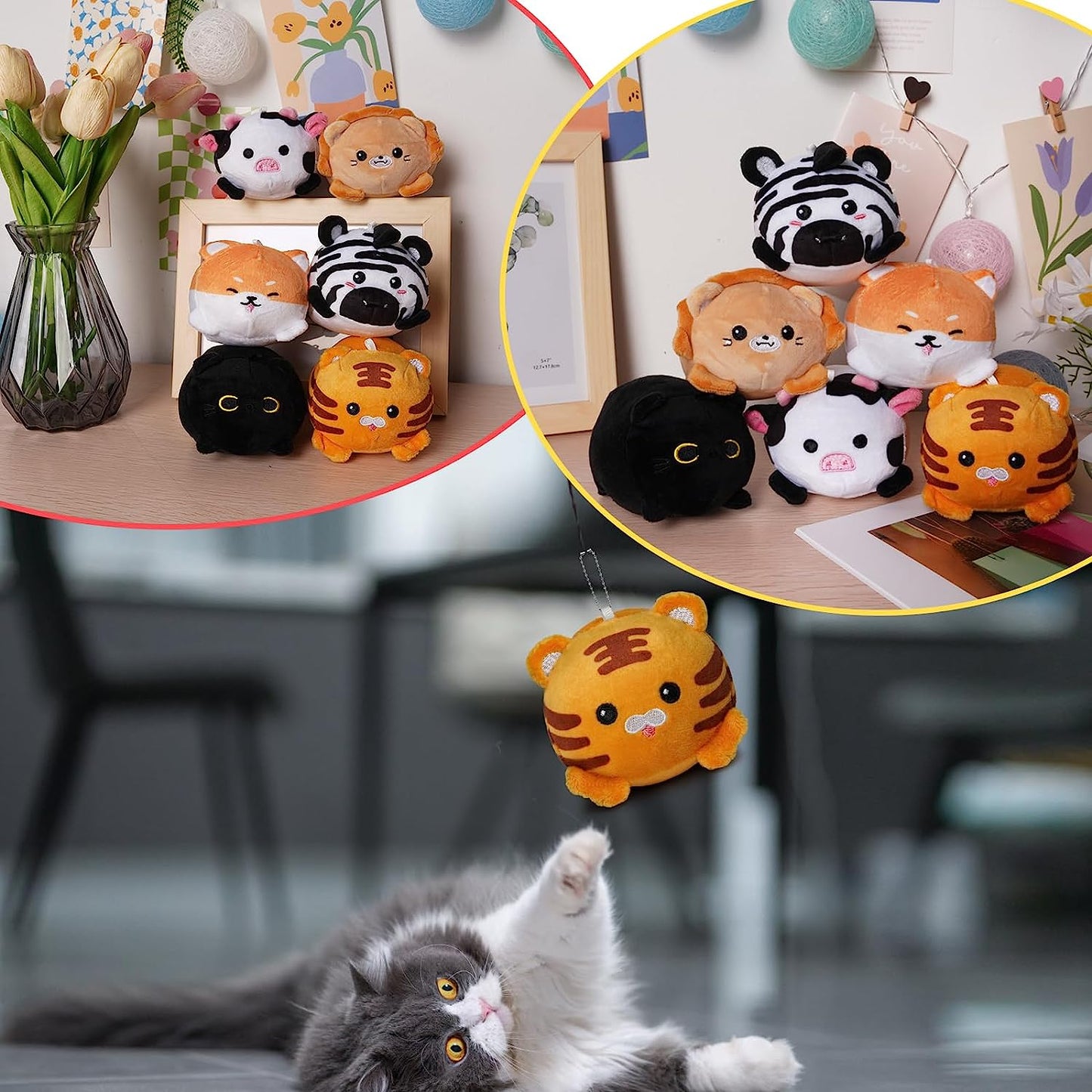 Juego de 6 juguetes de peluche de animales, peluche pequeño, llavero de peluche a granel, llaveros de felpa para mochila, máquina de garras, regalos de fiesta, bolsas de regalo, mini animales de peluche