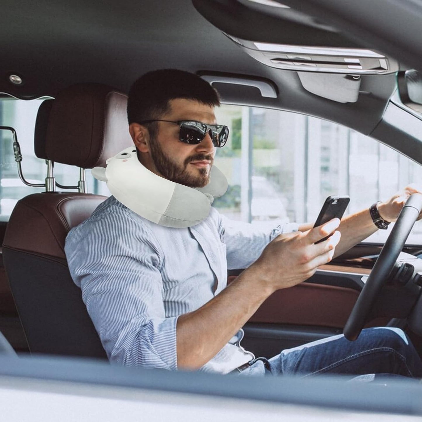 Cartoon Travel Pillow for Kids Adults, Cute Neck Pillows for Travel, U Shaped Pillow with Eye Mask, Soft Plane Pillow Neck Support Pillow for Long Cars, Flight, Road Trip Essential