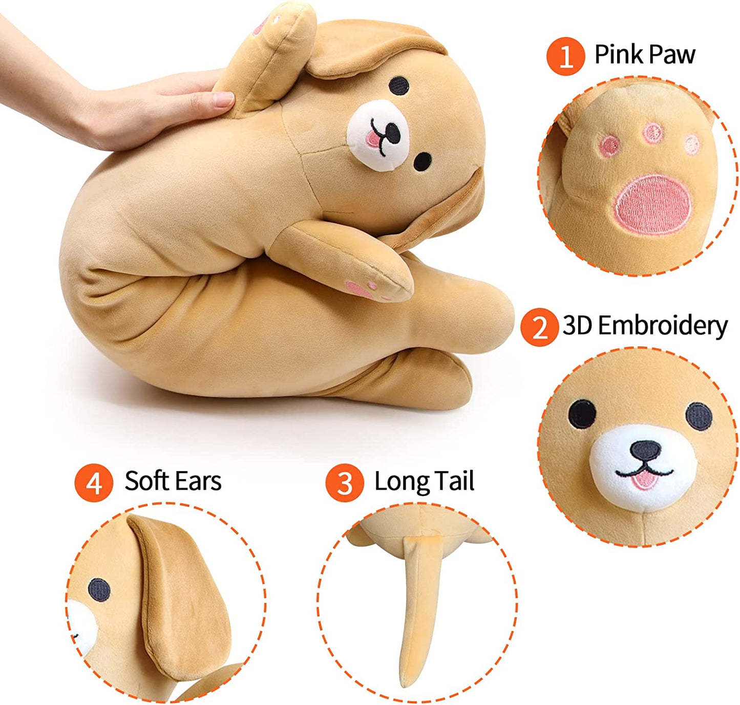 Almohada de peluche para perro, lindos juguetes de animales de peluche largos para perros, suaves almohadas gigantes para dormir, juguete de peluche para niños y novias