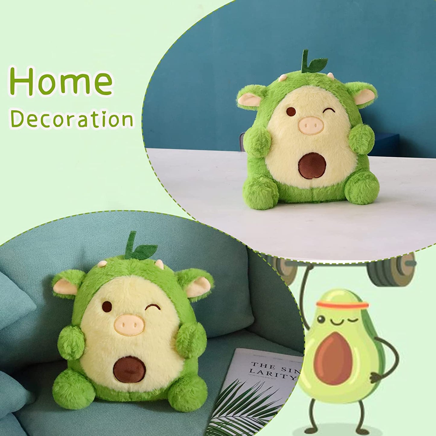 Avocado Cow Plush Toy Cow Stuffed Animals, Cute Cow Plushie Green Cow Plush Pillows, Soft Kawaii Plush Cow Stuffed Cow Plush Doll for Kids Girls Boys Birthday…