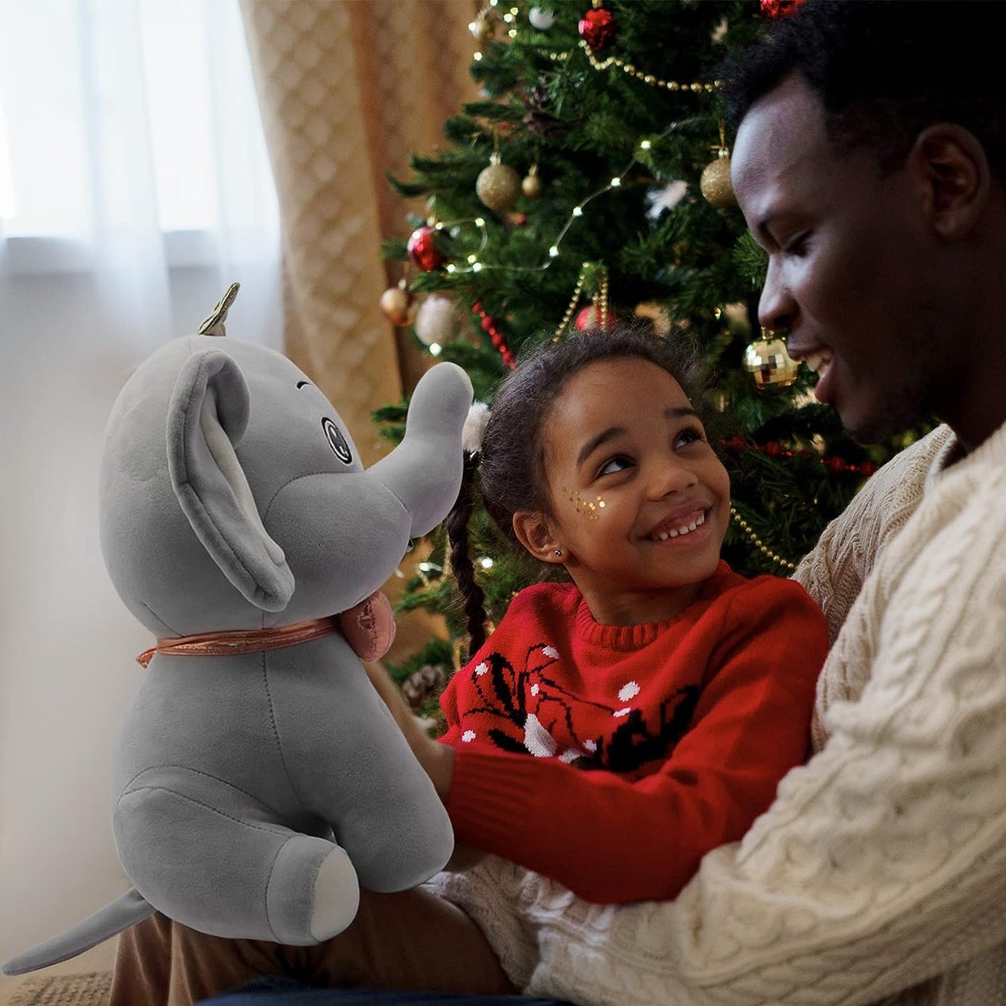 Elephant Stuffed Animals, 13.8Inch Large Stuffed Elephant, Cute Elephant Plush, Soft Elephant Plushie Pillow, Grey