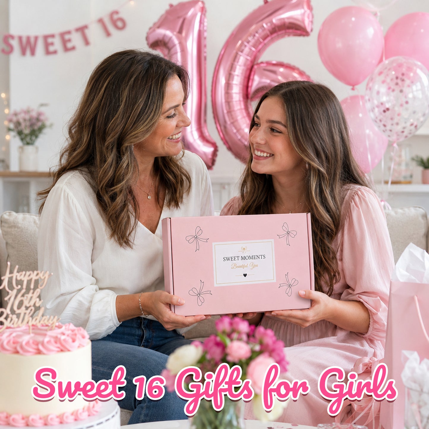 Sweet 16 Gifts for Girls, 16 Year Old Girl Gifts, 7PCS Sweet 16 Gifts with Black Cat Plush, Tumbler, Keychain, Makeup Bag, 16th Birthday Gifts for Girls, 16th Birthday Decorations