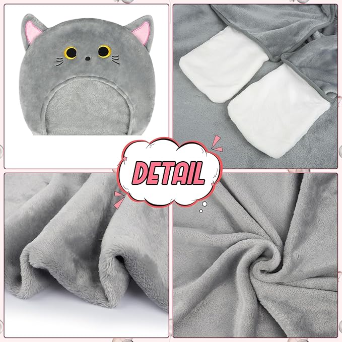 Wearable Hooded Blanket for Women, Soft Snuggle Wrap Cape Throw Warm Idea Gift for Birthday Christmas