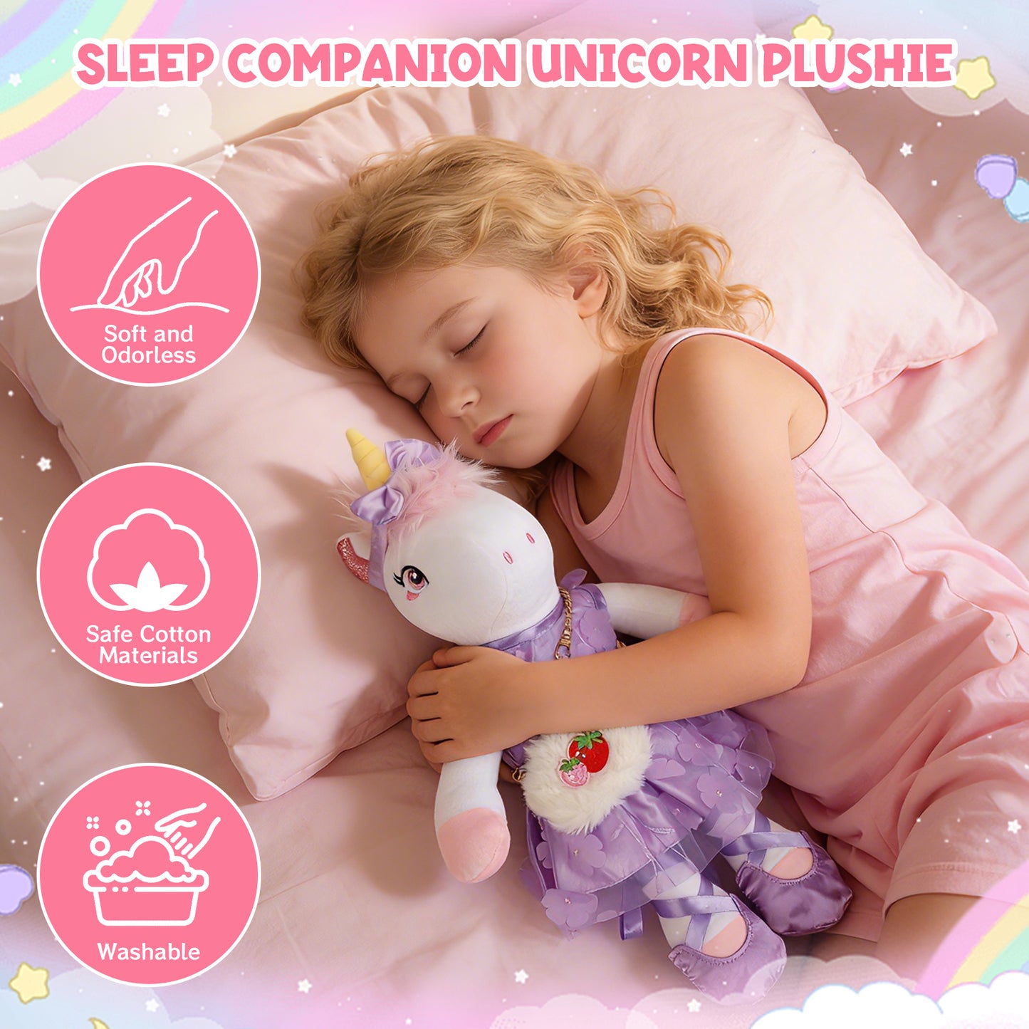 Unicorns Toys for Girls Age 4-10, 11PCS Ballerina Doll Unicorn Stuffed Animals Toy with 2 Set Ballerina Dresses, Shoes, Bags & Hair Clips, Birthday Gifts Set for Girls