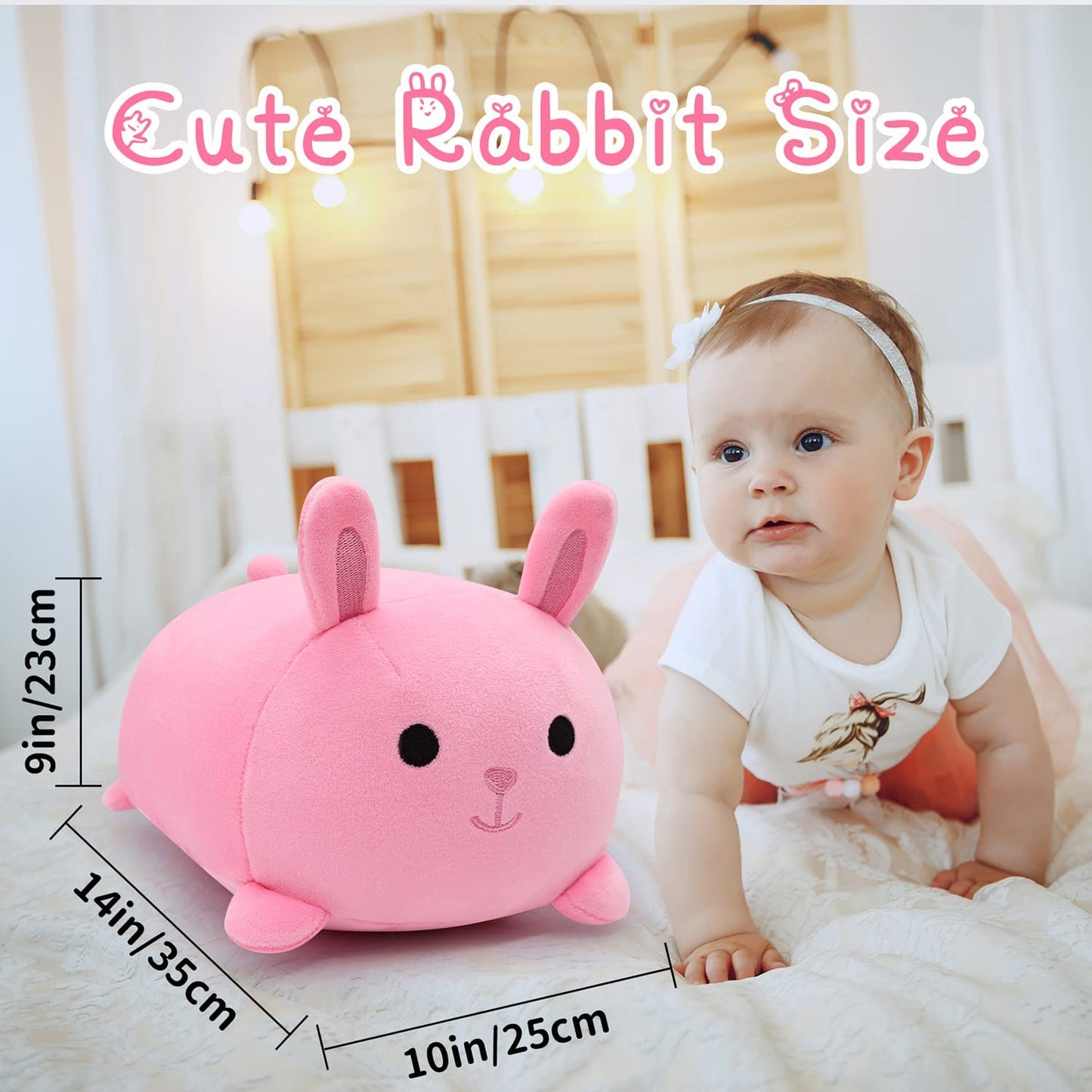 Easter Rabbit Plush, Rabbit Pillow Plush Toy, Kawaii Bunny Stuffed Animals Rabbit Plushie, Cute Rabbit Pillow Stuffed for Kids Easter Birthday Christmas Home Decoration, White