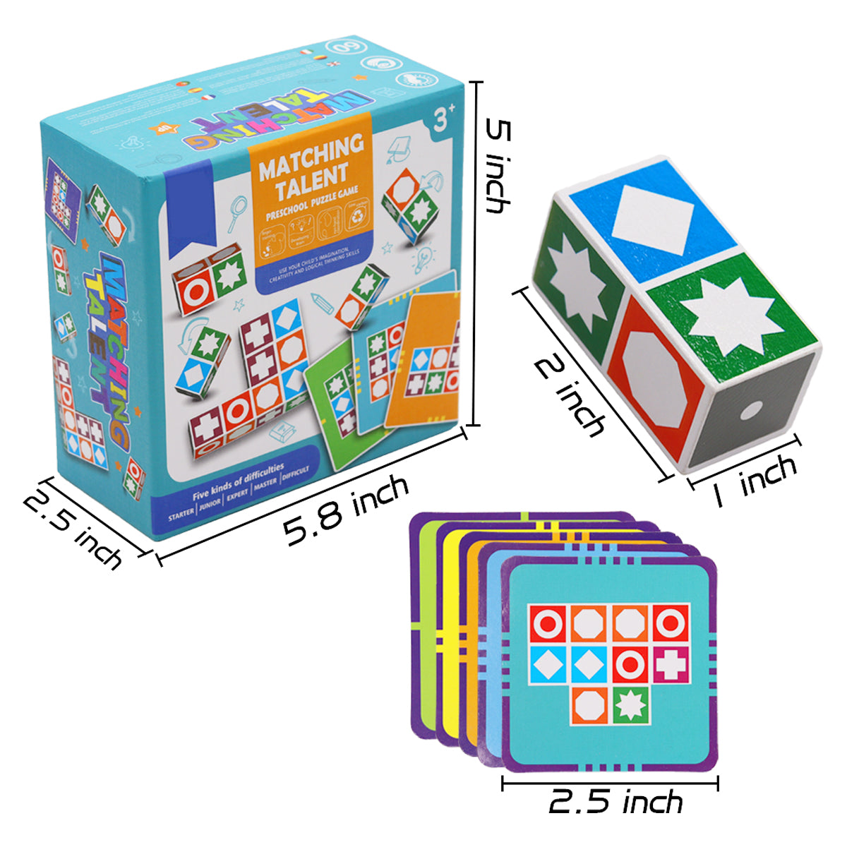 New Wave Games Puzzle Matchs Game, 2021 New Games Wooden Children Toys Puzzle Board Games for Family Night, Educational Logical Thinking Match Board Games Toys for Adults Kids 3 Ages +