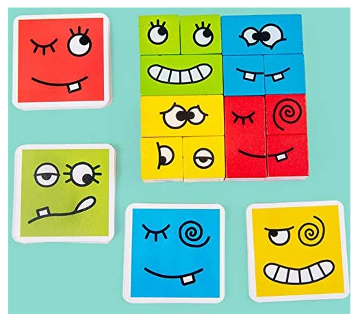 uzzle Games Block Puzzles Wooden Expressions Matching Toy Building Blocks Toy for Children's Logical Thinking Training Parent-Child Board Game Wooden Challenge Level Puzzle Toys