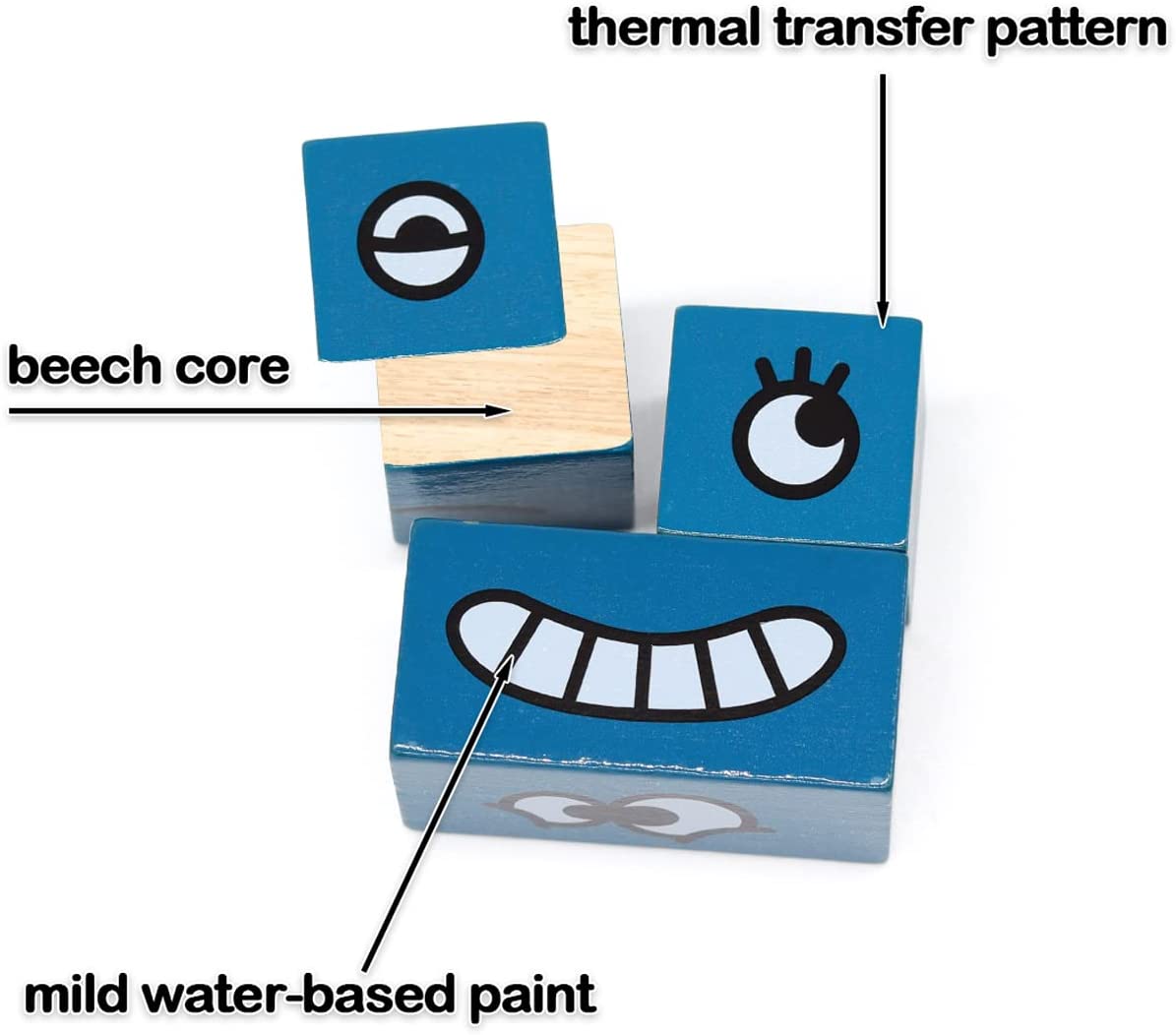 Bell Yellow Uzzle Puzzle Building Wooden Blocks Face-Changing with Bell Expressions Matching Cube Game Toy