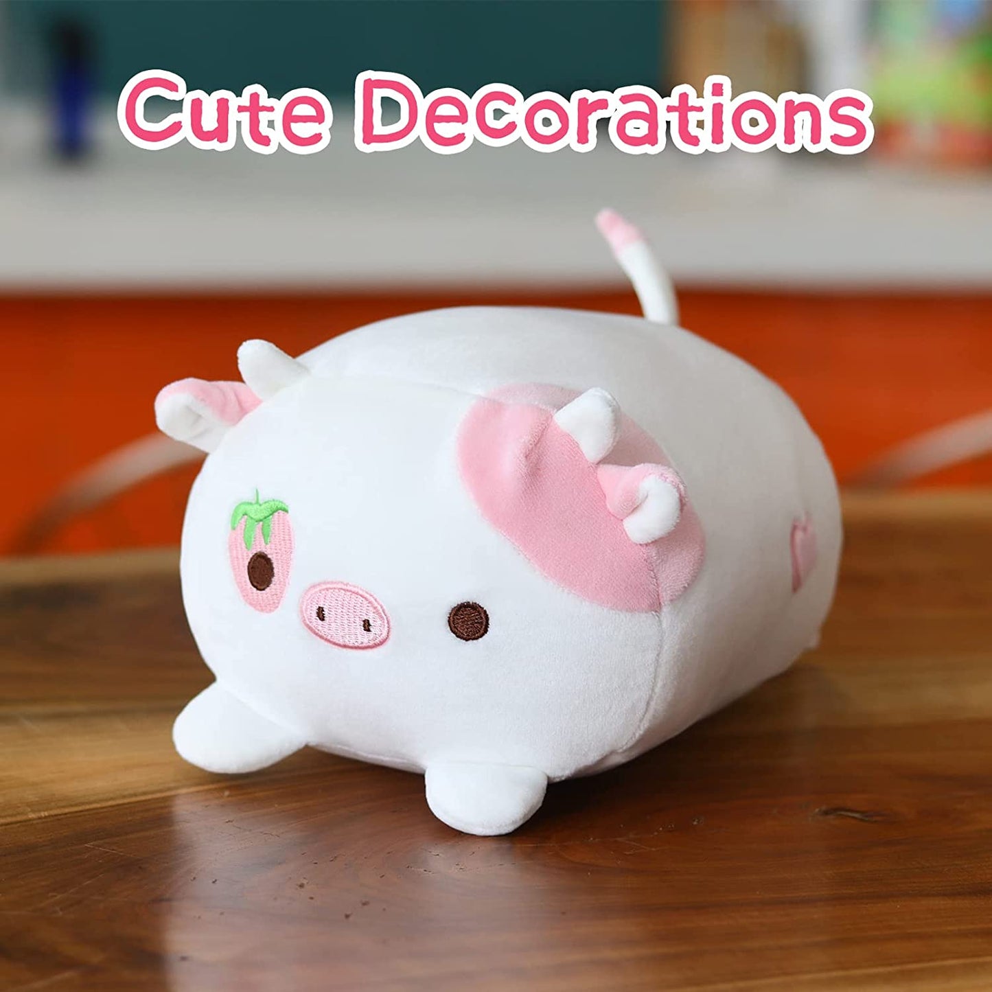 Strawberry Cow Plush Pillow Toy for Kids, Cute Cow Pillow Soft Stuffed Cow Doll Pillow, Strawberry Cow Stuffed Animal Pillow for Boys Girls Sofa Pillow Decoration Doll (Strawberry Cow)