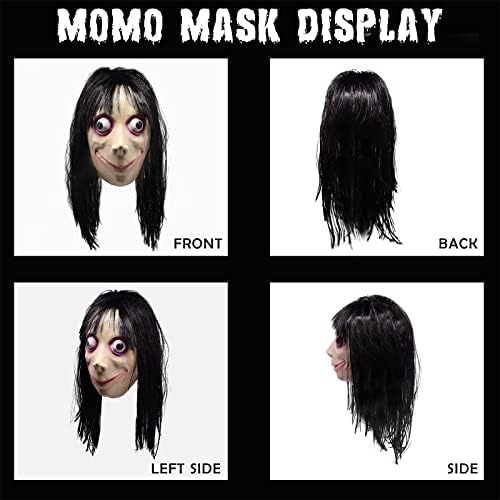 Creepy Mask Scary Challenge Games - Evil Latex Mask with Long Hair - Halloween Costume Creepy Cosplay Party Props