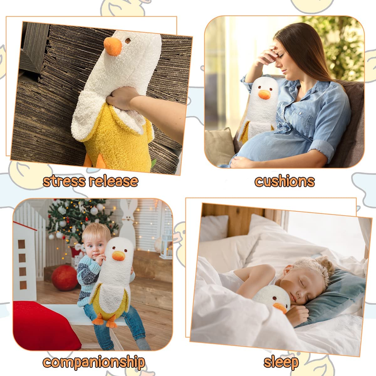 Banana Duck Plush Pillow,50CM Duck Stuffed Animal Plush Pillow Banana Hugging Pillow, Duck Banana Stuffed Doll Creative Plush Toys Gift for Kids Birthday (Banana Duck)