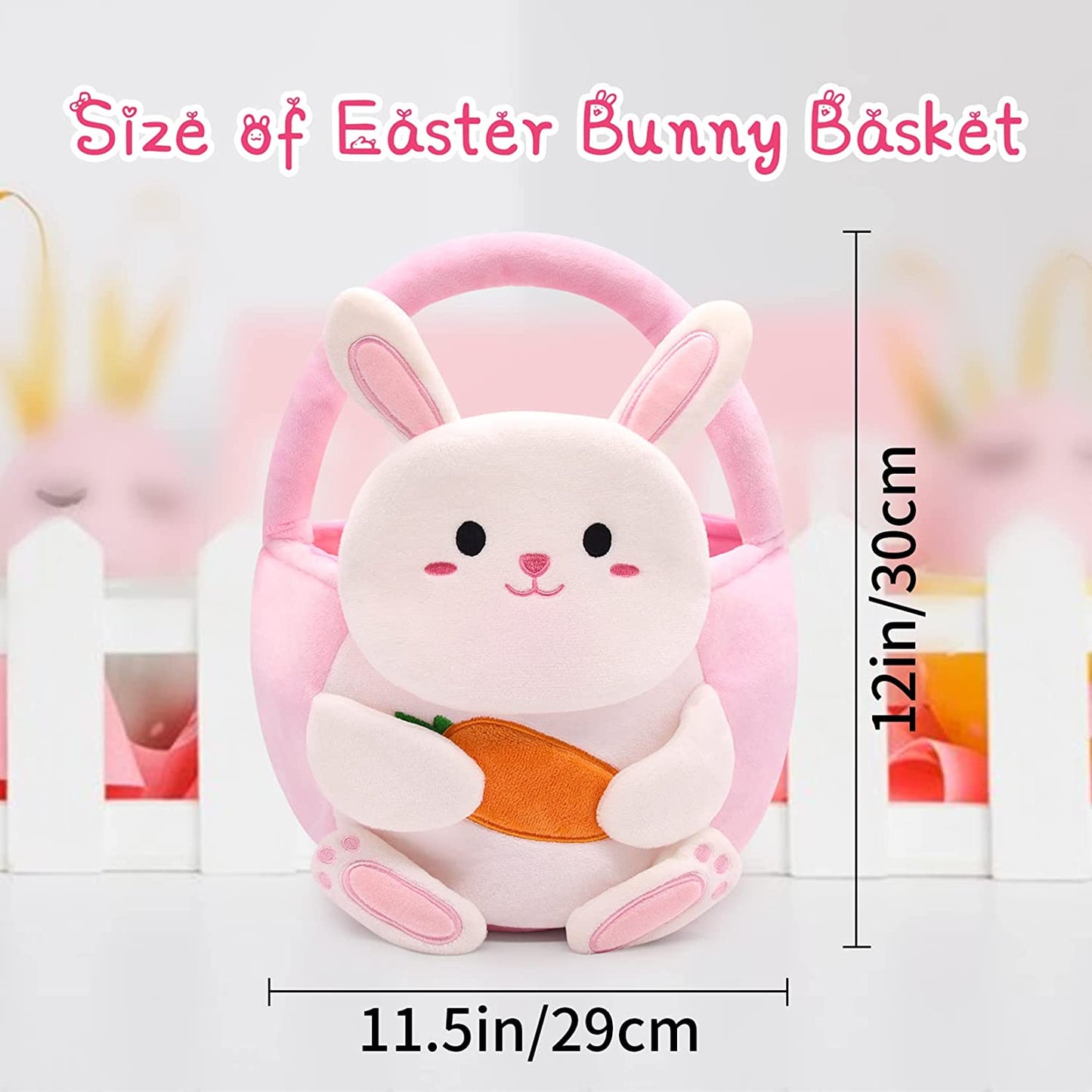 Easter Basket for Kids, Easter Baskets with Handle for Easter Eggs Hunting, Easter Basket Cute Easter Decoration Bunny Bags, Easter Theme Party Favor Easter Gifts for Girls Boys