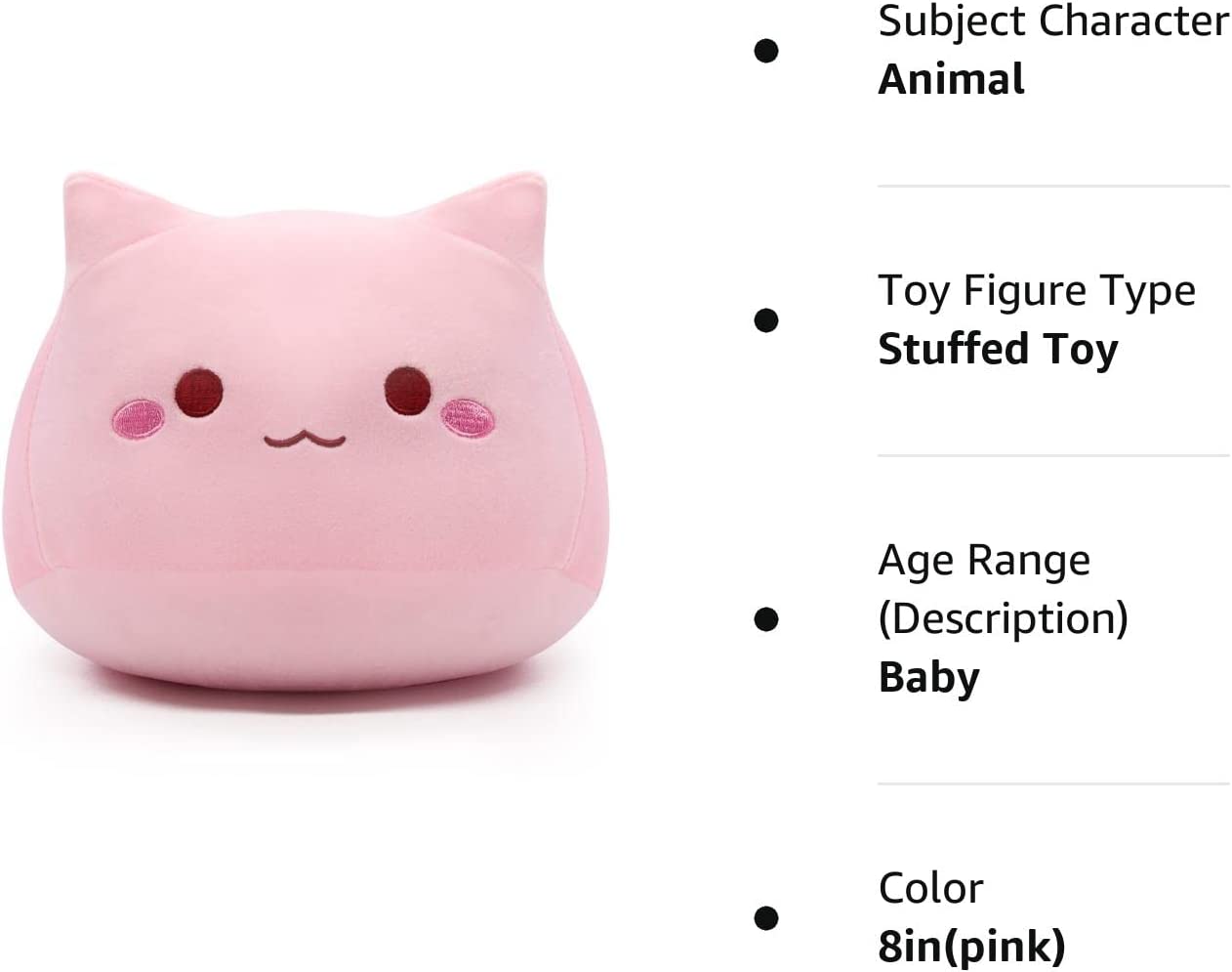 8" Cat Plush Pink Cat Pillow,Soft Plush Doll Cat Plushie Cat Pillow,Stuffed Animal Soft Plush Pillow Baby Plush Toys Cat Shape Design Sofa Pillow Decoration Doll