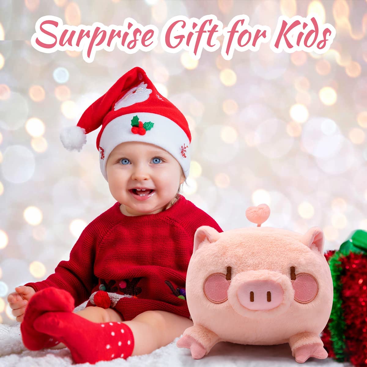 Pink Pig Plush Toy, Kawaii Strawberry Pig Cuddly Toy Stuffed Animal Cushion Toy, 35 cm Soft Plush Pig Stuffed Toy Doll Gift for Children (Strawberry Pig)