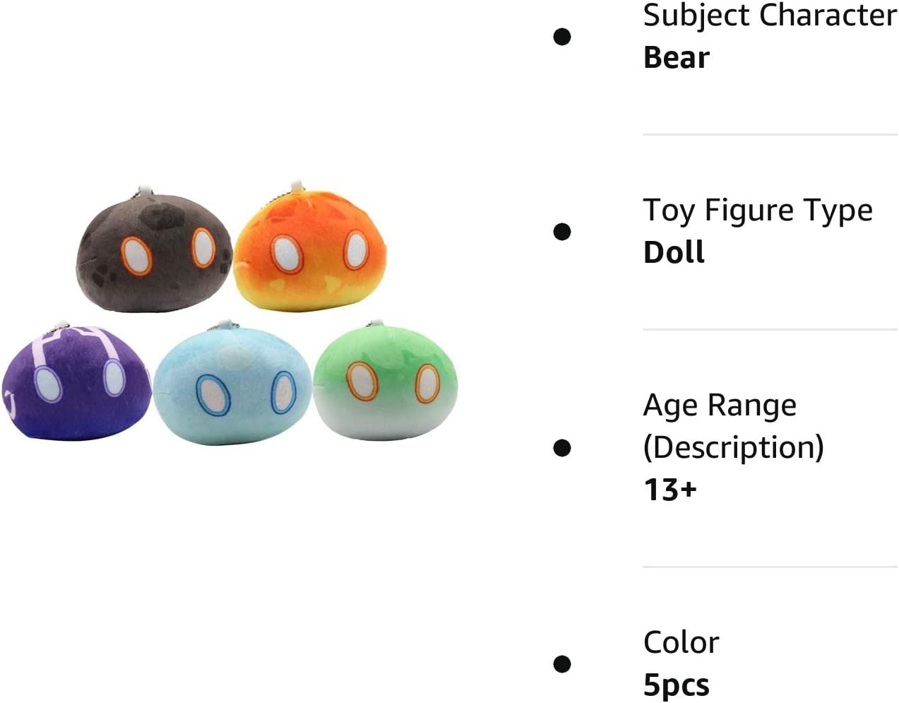 Gen-shin Impact Plush Monster Plush Toy Gen-shin Impact Figure Cosplay Keychains Plush Stuffed Doll Soft Pillow Cosplay Props (5pcs, 3.93 in)