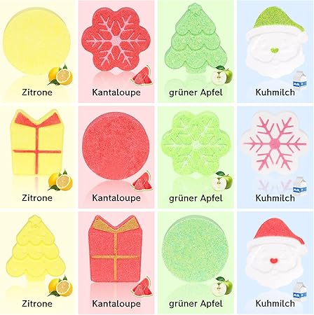 Bath Bombs Gift Set, 12 Pieces Handmade Bath Bombs, Christmas Bath Bombs for Dry Skin, Spa, Xmas Bath Ball for Birthday Wife, Mother