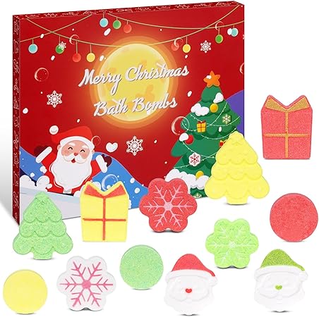 Bath Bombs Gift Set, 12 Pieces Handmade Bath Bombs, Christmas Bath Bombs for Dry Skin, Spa, Xmas Bath Ball for Birthday Wife, Mother