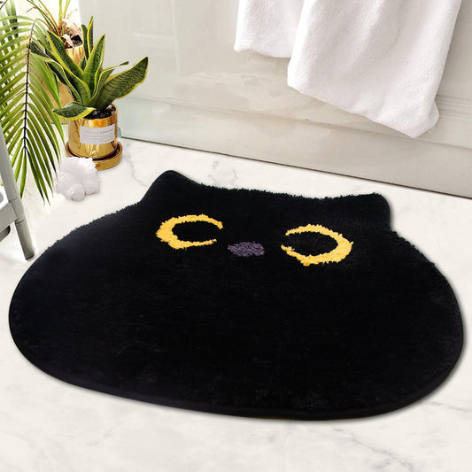 Bathroom Rug - Bathroom Mat,Black Cat Bathroom Rug,Cat Bath Mat,Soft Indoor Doormat,Non Slip Bath Mats for Bathroom Kitchen Bedroom