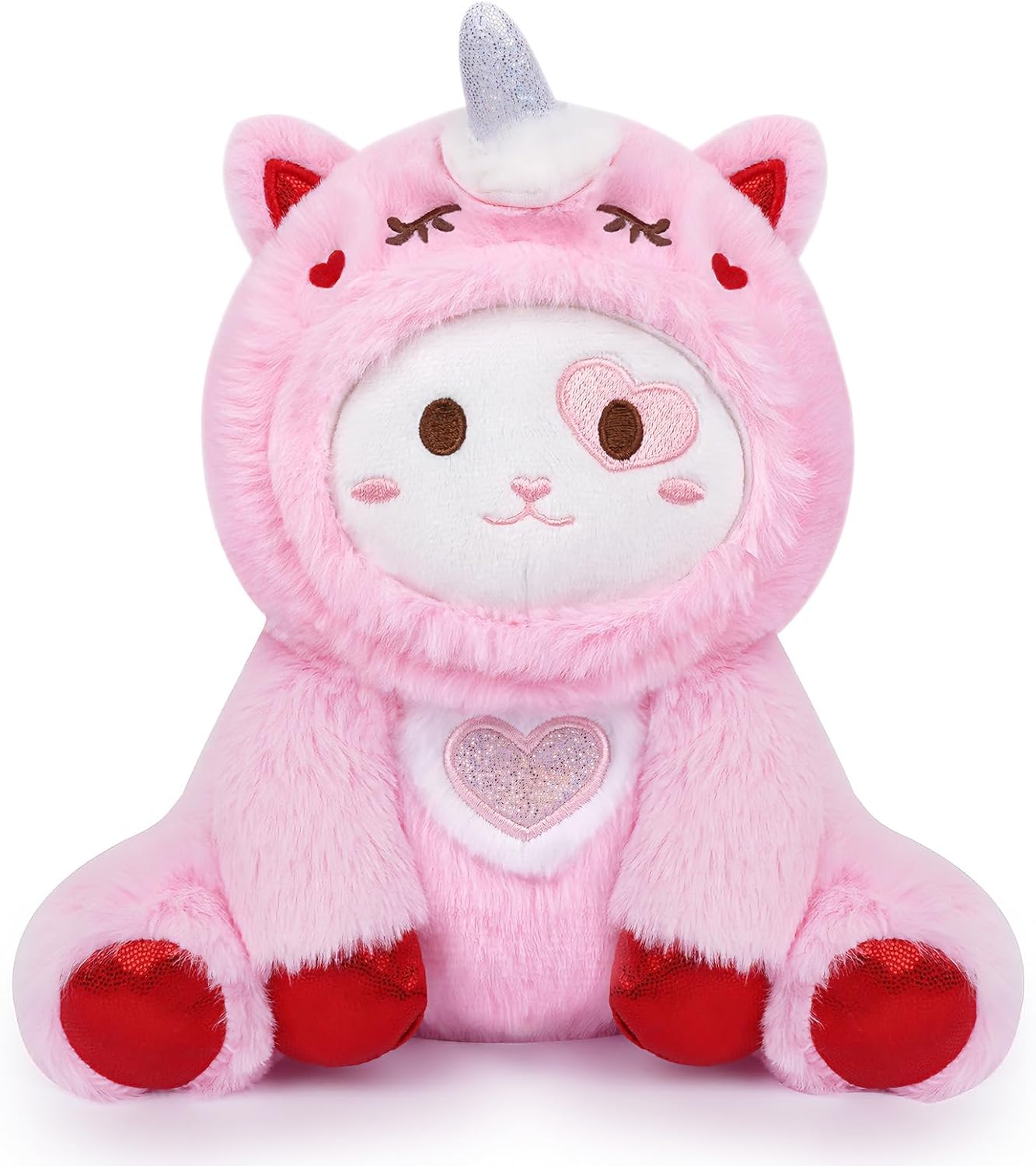 Valentines Stuffed Animal - Cat Valentines Day Plush,Cute Pink Cat Stuffed Animal,Valentine Day Party Favors Decor,Valentine Gifts for Kids Girlfriends Boyfriends